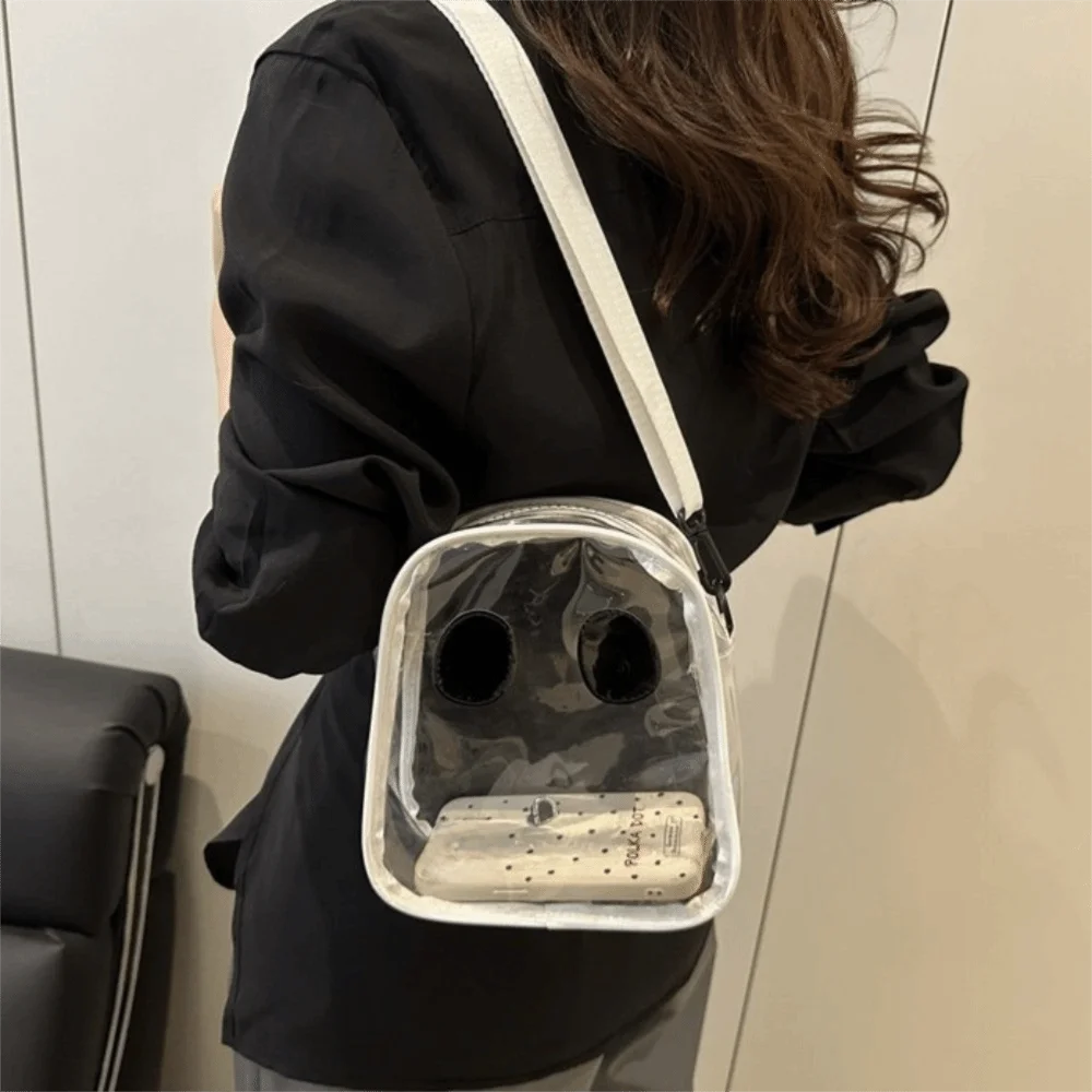 

Creative PU Halloween Ghost Bag Waterproof Transparent Clear Shoulder Bag Large Capacity Zipper Crossbody Bag Beach