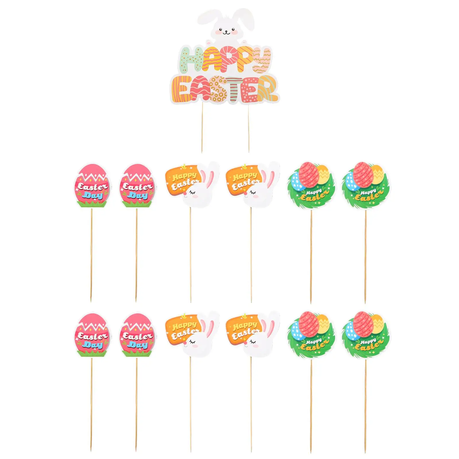

Creative 12pcs Cake Decorations Bunny Ear Wood Inserts Lovely Dessert Toppers Beautiful Picks Easter Party Supplies Adorable