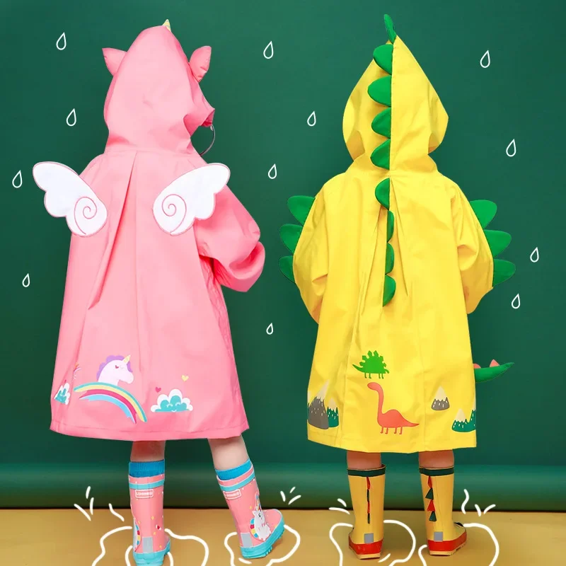 1-10 Years Old Kids Blue Dinosaurs Raincoat Outdoor Jumpsuits Waterproof Rainwear Baby Boy Girl Raincoat And Rain Pants Suit