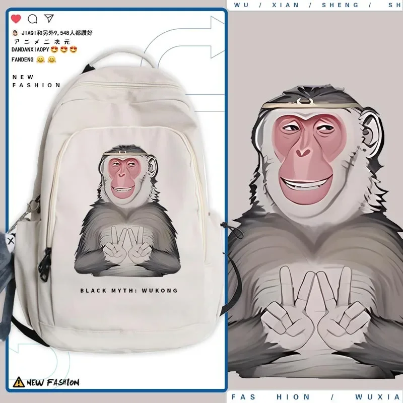 

Black Myth WuKong Youth Schoolbag Little Monkey Printed Girls Backpacks Women Students' Large-capacity Cool Schoolbags New Style