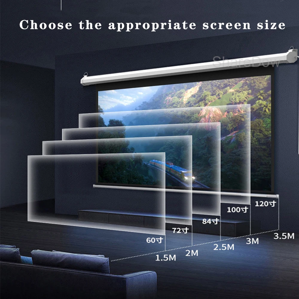 100 Inch Electric Motorized Projector Screen with Remote 16:9 8K 4K Ultra HD Widescreen for Movie Home Theater Cinema Office