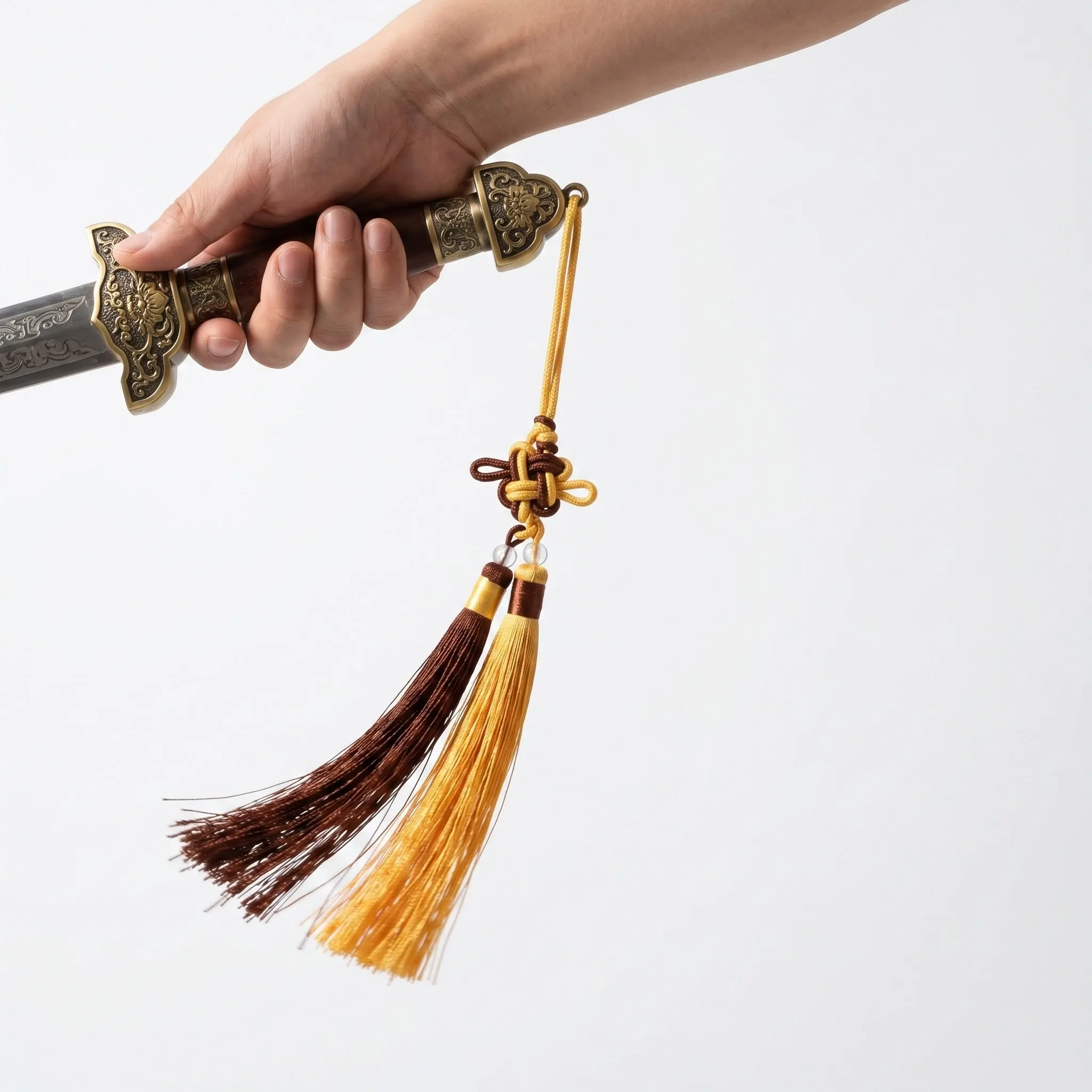 2 piezas de adornos con forma de nudo y borla para espada de Kung Fu chino, accesorio para el mango de la espada, Tai Chi, Jian, Feng Shui, amuleto de la buena suerte para artes marciales.