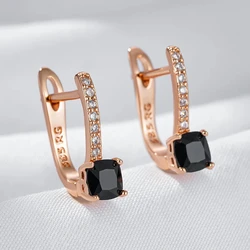 Wbmqda Classic Square Small Drop Earring For Women 585 Rose Gold Color High Quality Daily Jewelry