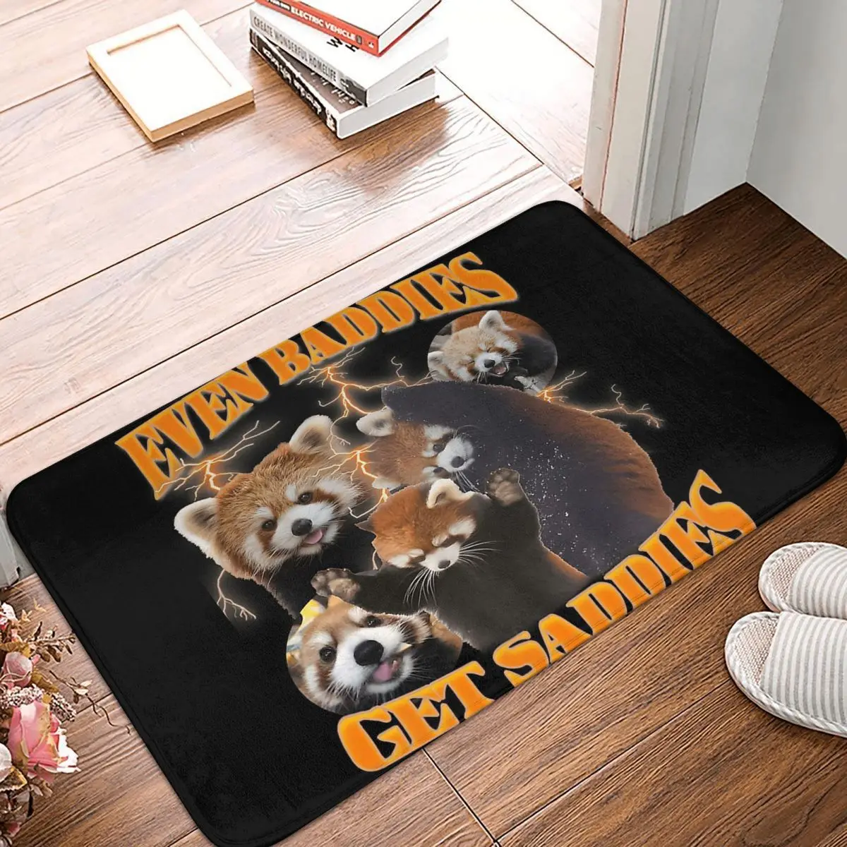 Even Baddies Get Saddies Funny Red Panda Meme Anti-slip Doormat Floor Mat Carpet Rug for Kitchen Entrance Balcony Footpad Mats