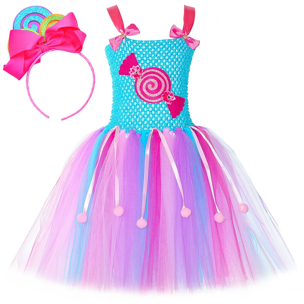 New Rainbow Candy Tulle Skirt Kids Dance Tutu Puff Skirt Girls European American Fashion