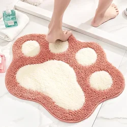 Cartoon Foot Shape Bath Mat Bathroom Door Absorbent Foot Mat Anti-slip Microfiber Bathroom Rug Machine Washable Bath Carpet