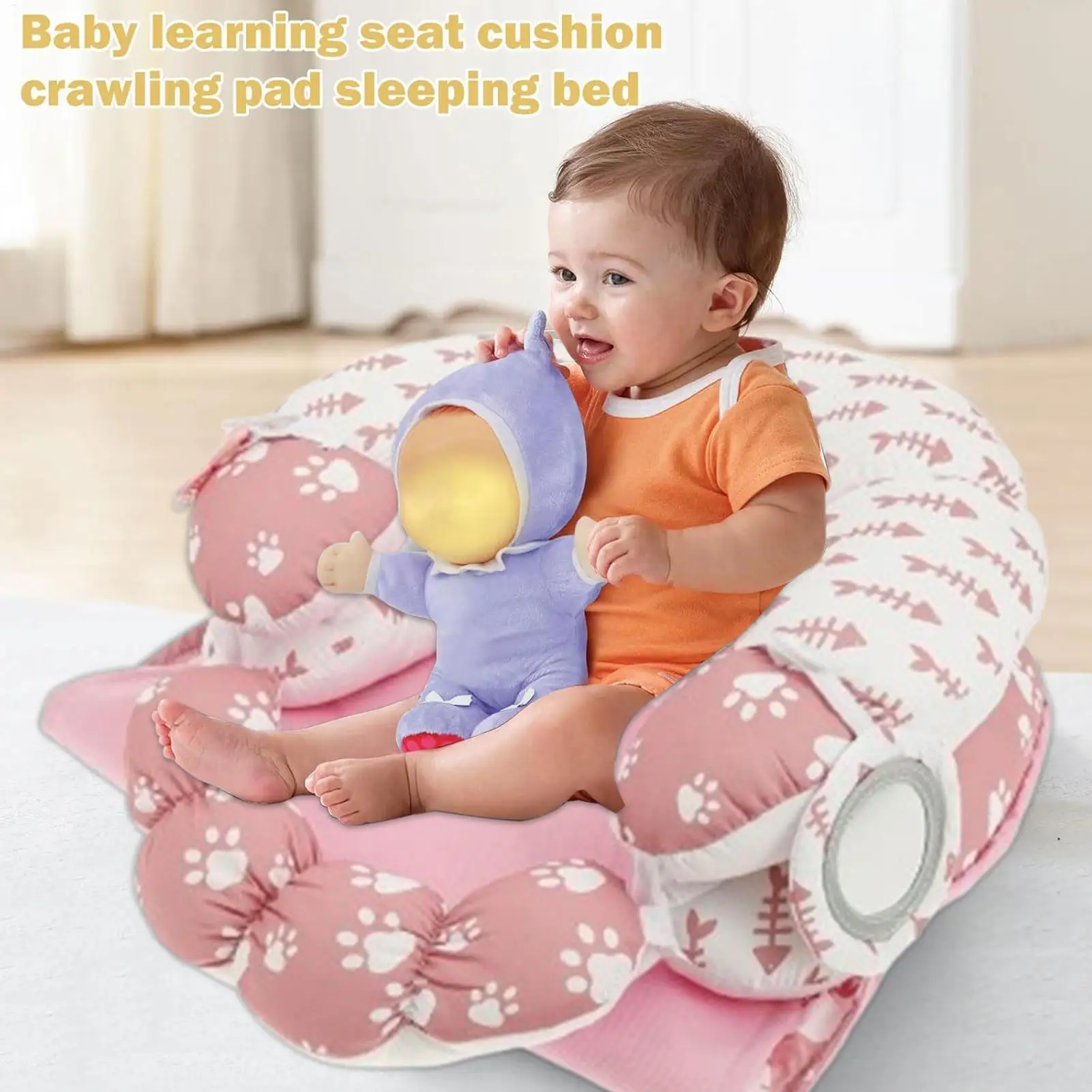 

Коврик для чая живота и подушка Подушка для времени живота и игровой коврик для сидения со съемными игрушками для раннего сенсорного обучения