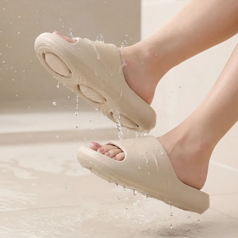 Water Leakage Non Slip Bathroom Slippers Women Men Indoor Quick-drying Soft Sole Home Slides Woman Thick Sole Eva Beach Slippers