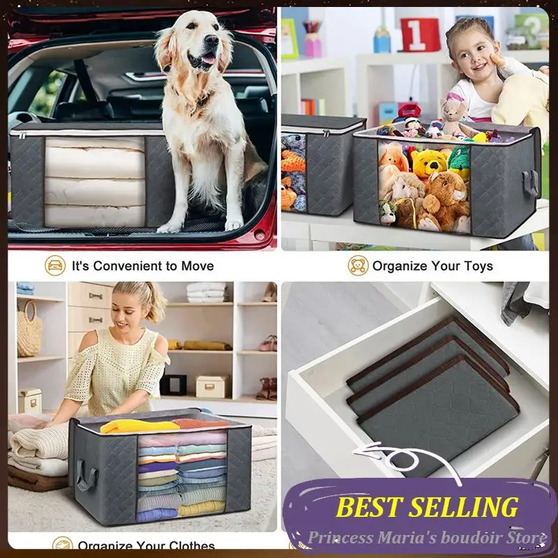 

AB30-80L Storage Bags, 6 Pack Clothes Storage Bins Foldable Closet Organizer Storage Containers With Durable Handles