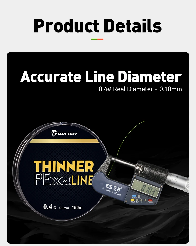 Yoofish Micro THINNER Angelschnüre 100 m 150 m geflochtene PE-Schnur 4 Stränge Japan Monofilament Angelschnur Karpfen Fliegenfischen Draht – Detail 3