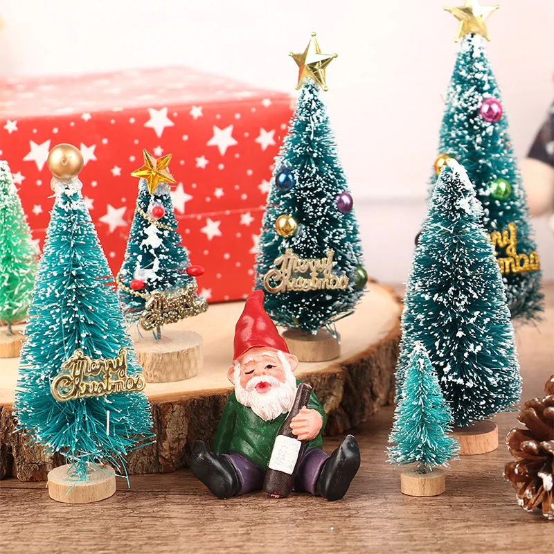 5Pcs 1:12 Dollhouse Miniature Christmas Tree Ornament Dollhouse Xmas Scene Decorations Micro Landscape Ornaments Photo Props