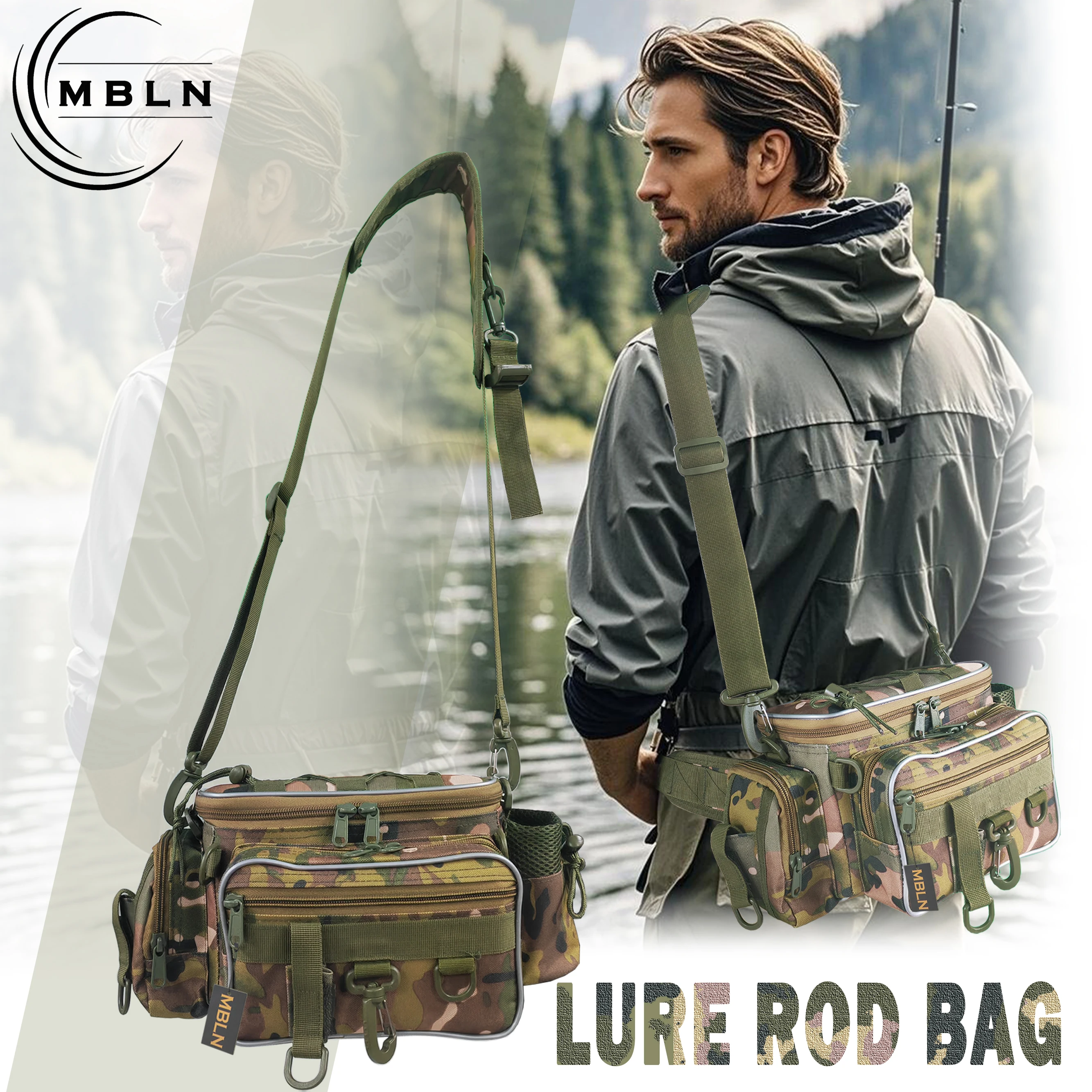 

MBLN Outdoor Lure Fishing Sling Bag Waterproof Scratch Resistant Lightweight with Padded Strap and Smart Storage Layout