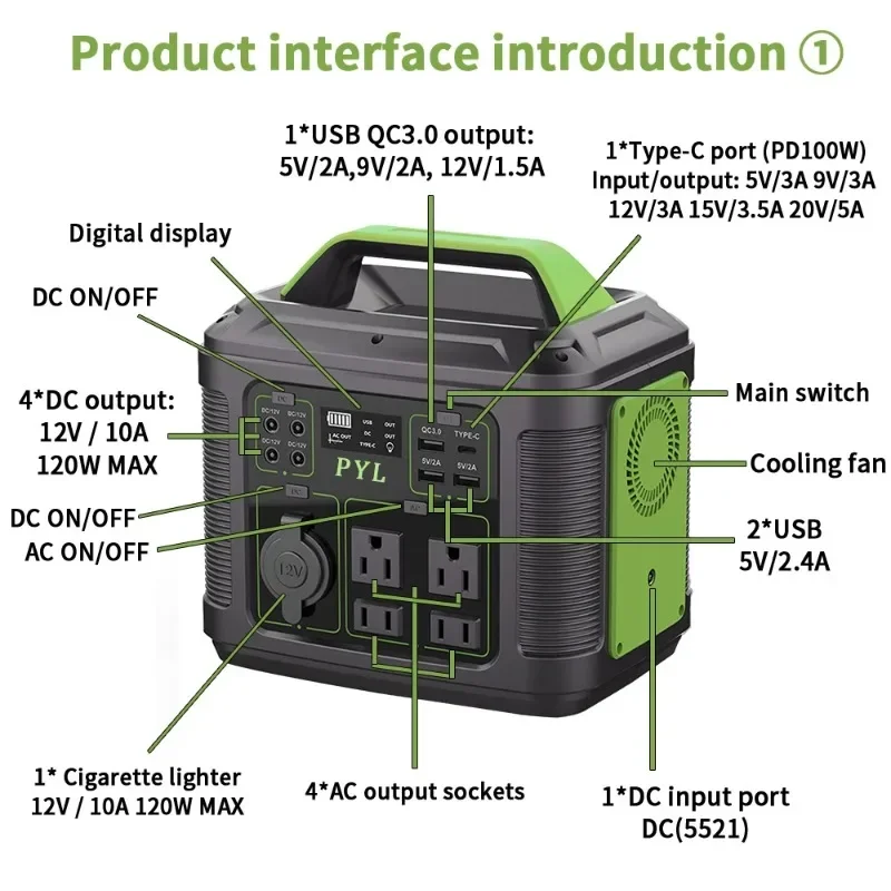 300W Portable Power Station 296Wh Solar Generator 80000mAh 220V/110V Outdoor Emergency Mobile Power Bank for Home Use Camping