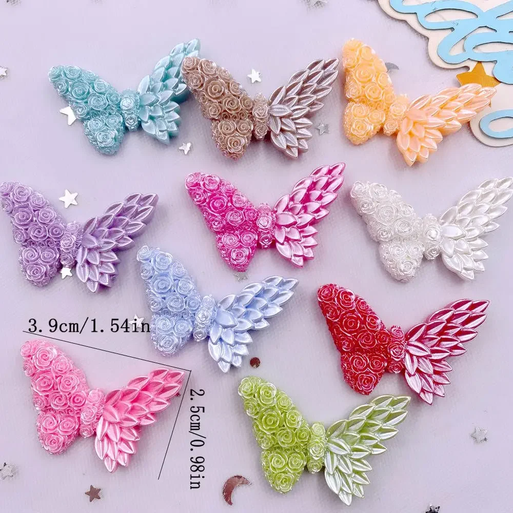 10 pièces mélange résine dessin animé coloré Rose papillon Figurines dos plat pierre bricolage saint valentin décor Scrapbook accessoires artisanat