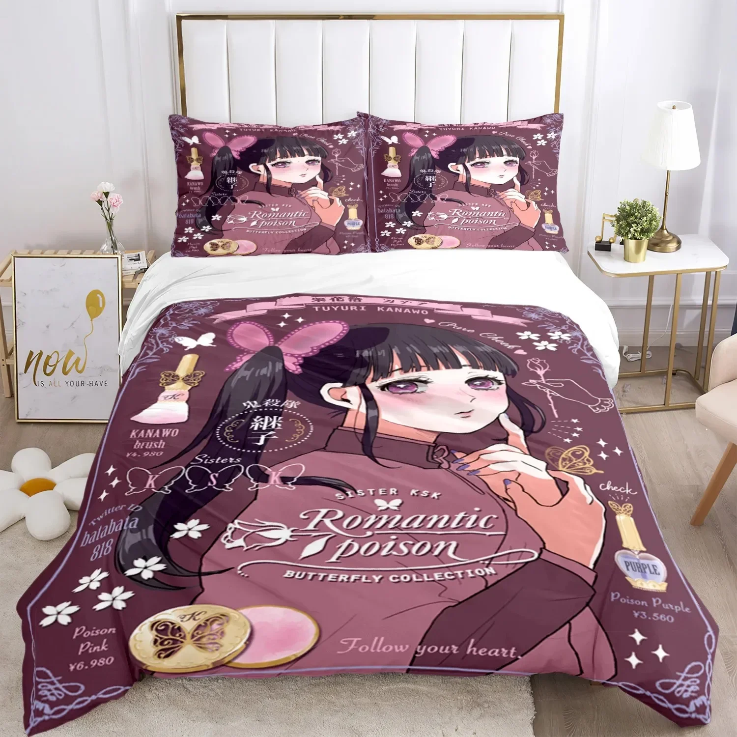 

Anime Demon Slayer Print Bedding Set Nezuko Bed Linen Full Queen Double Single King Size Duvet Cover Set Linen Kids Adults Gift