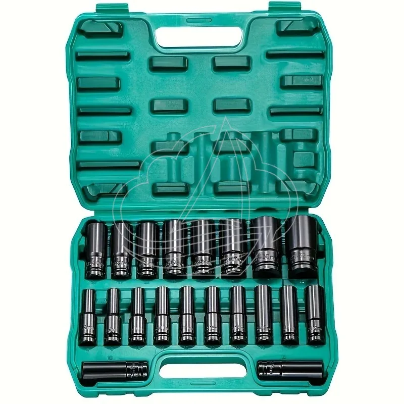 1/2 Inch Drive Socket Set, 20Pcs 8-32mm Sockets, Household Hardware Tools for Auto Repair & DIY