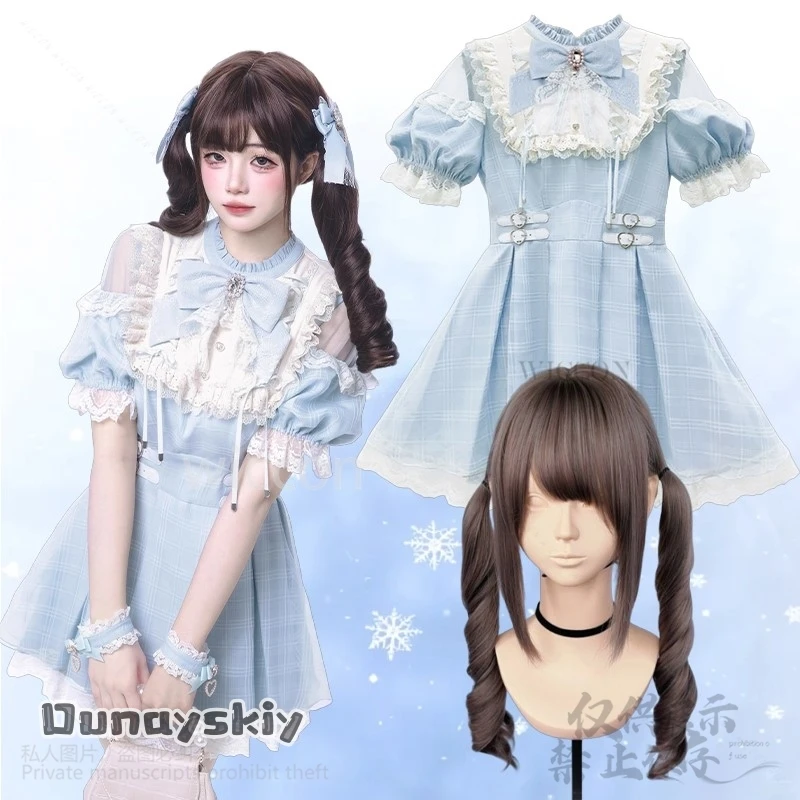 

Аниме Японский Джирай Кэй Девушка Косплей Аква Сладкая Лолита Лук Кружева Оборки С Открытыми Плечами Готический Y2k Ролевая Игра Хэллоуин Вечеринка Наряд