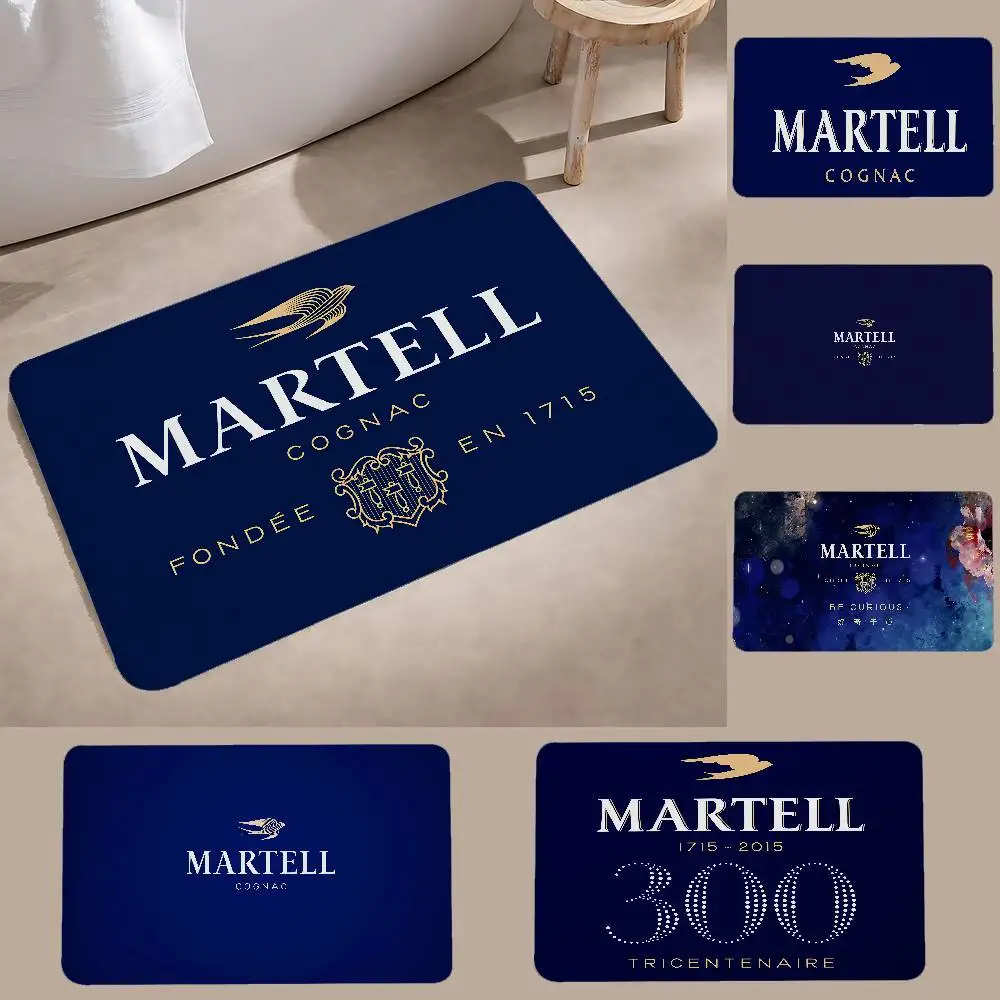 Tapete de chão com logotipo M-Martell, tapete absorvente para banheiro, tapete simples resistente à sujeira, tapete para cozinha, tapete de entrada