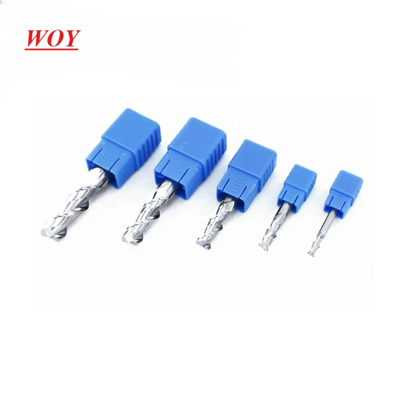 WOY HRC50 2 Flute Cutting  Aluminium wood Copper Processing CNC Router Tungsten Steel Sprial Bit Milling Cutter Carbide End Mill
