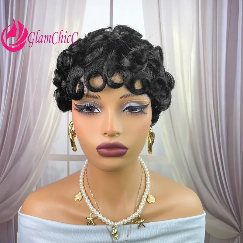 

Elegant Demeanor Wave Human Hair Full Machine Wig Natural Color 99j# 613# Glow Chestnut Colour Dark Brown Multi Color Selection