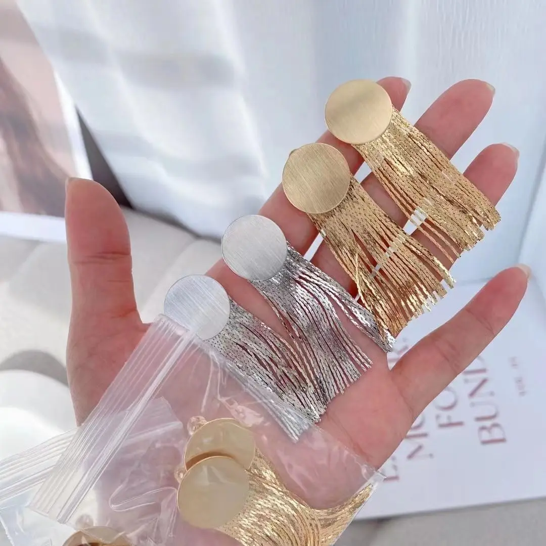 5 Pairs, Trendy Tassel Earrings Elegant Round Women Earrings18K Gold Plated Metalic Tassel Earrings Gift