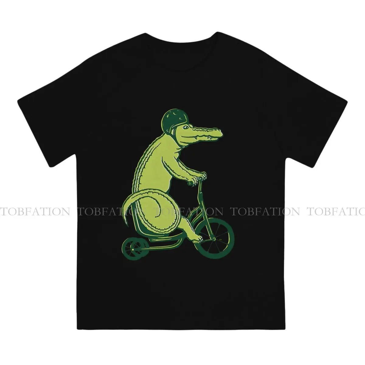 Crocodile Wild Animal Crewneck TShirts On Bike Print Men's T Shirt Funny Size S-6XL