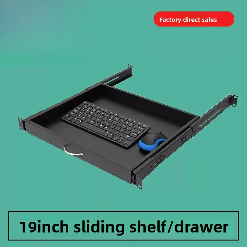 1U Drawer Keyboard Tray for Network Cabinets, Heavy Duty Sliding Shelf, Server Rack Keyboard and Mouse Organizer