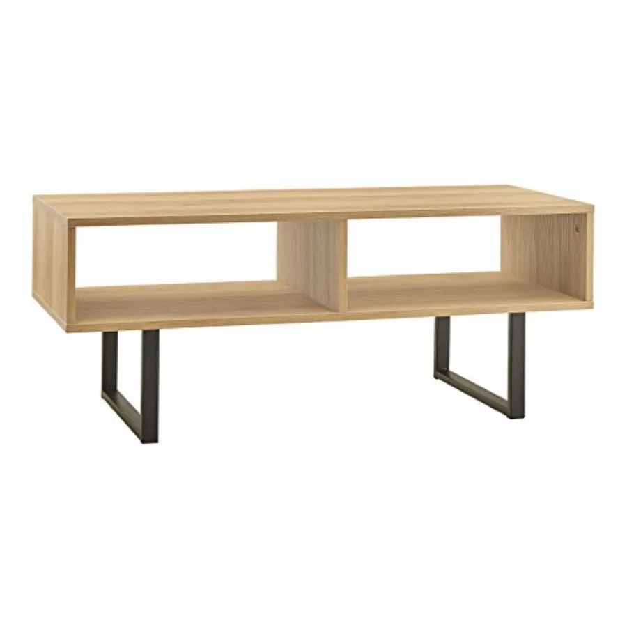 

1311 Rectangular Wood Coffee Table with Storage Shelves