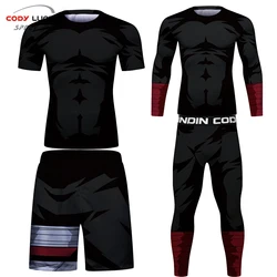 Zestaw bokserski MMA koszulki kompresyjne + spodnie Rashguard dla mężczyzn BJJ Kickboxing obcisłe koszulki spodenki Muay Thai MMA Fightwear Sportsuit