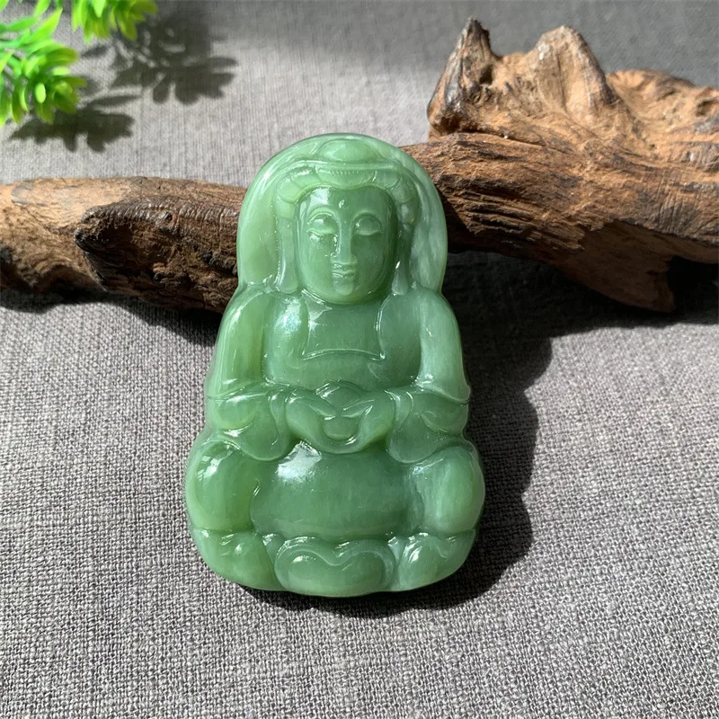 Natural Hetian Necklace, Russian Old Material, Pink-Green Jadeite Guanyin Pendant, Men'S Peace Jade Amulet