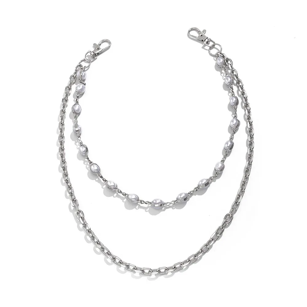 

Cool Tassel Pearl Waist Chain Turquoise Zinc Alloy Punk Belt Chain Harajuku Bag Chain Pants Chain Steet