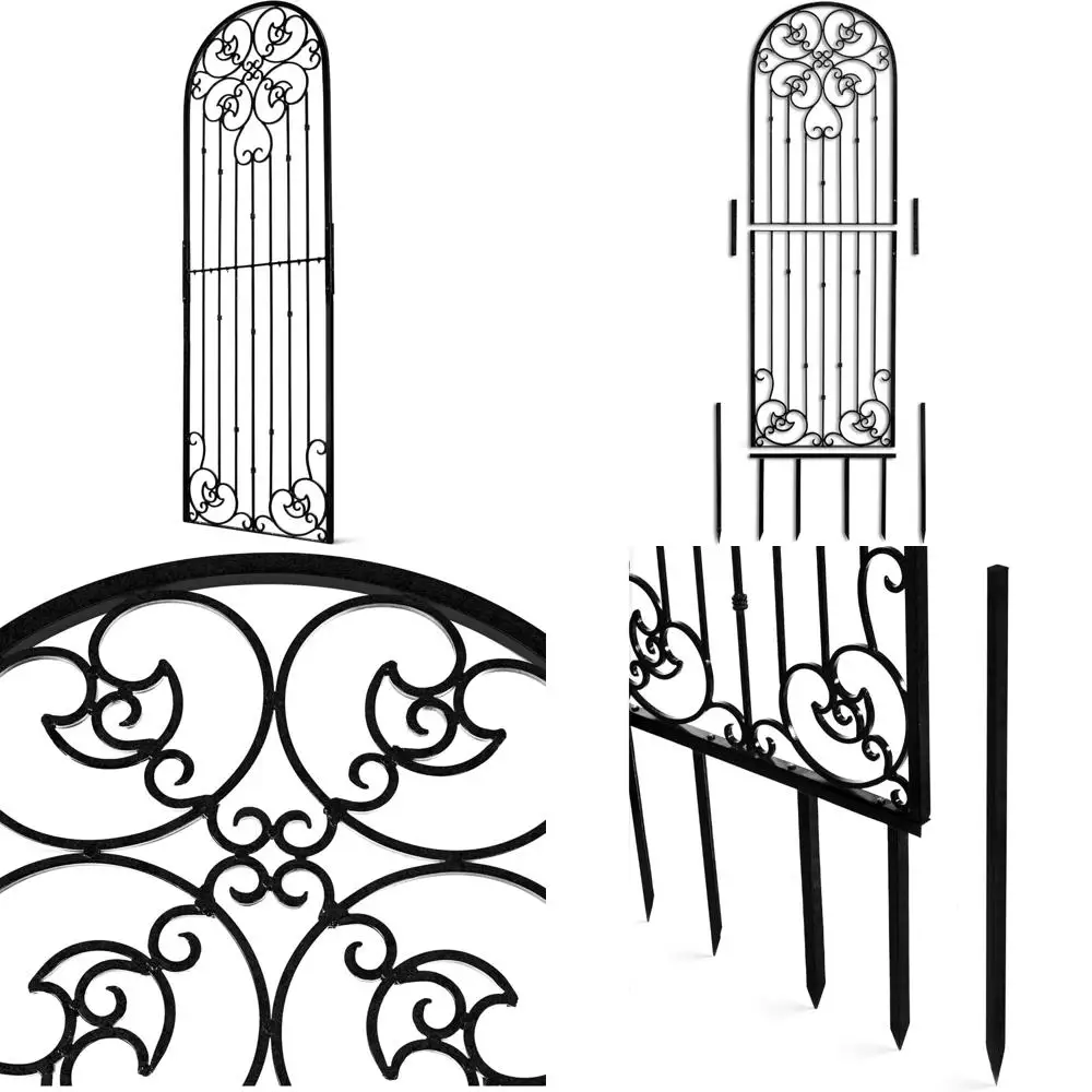 

Элегантная садовая решетка из кованого железа высотой 8 футов с тяжелым дизайном прокрутки для скалолазания на открытом воздухе и украшения стен патио