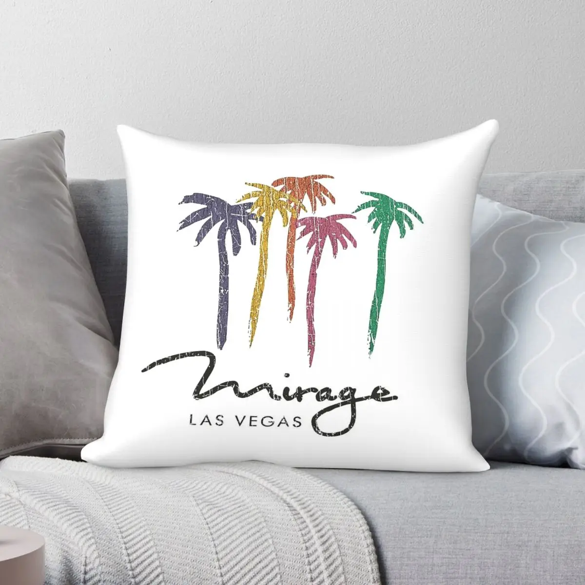 The Mirage Rainbow Palms Square Pillowcase Polyester Linen Velvet Printed Zip Pillow Case Sofa Seater Cushion Cover Wholesale