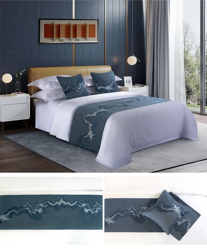 Simple Modern Solid Color Bed Towel Hotels Home Decorative Bed Flag Soft Comfortable Bed Tail Cushion Hugging Pillow Cover