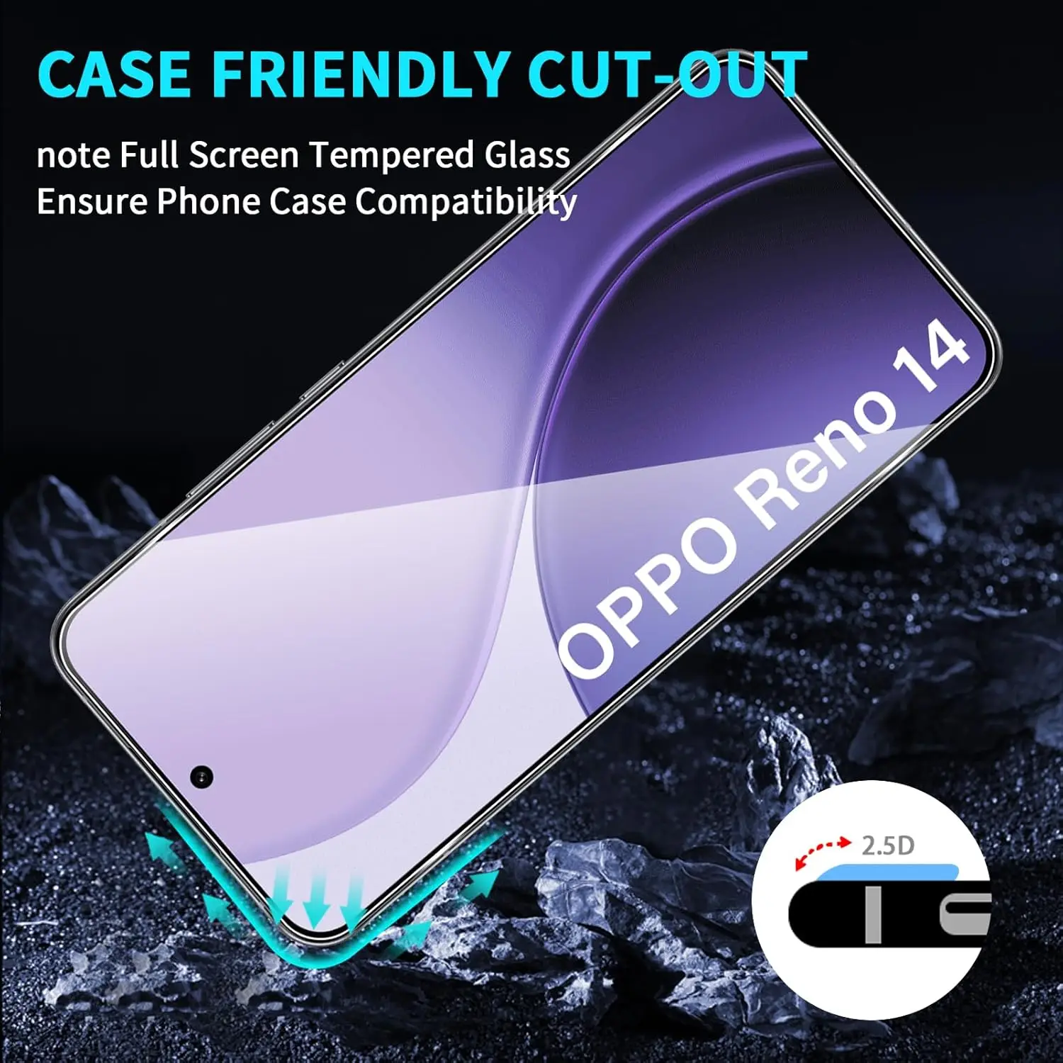 2/4Pcs HD Tempered Glass For OPPO Reno14 Screen Protector Film
