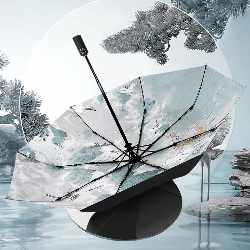 

Portable Automatic Umbrella Windproof Beach Umbrella Girl Boy Parasol 3 Folding Parasol Umbrellas Rain Women China-Chic