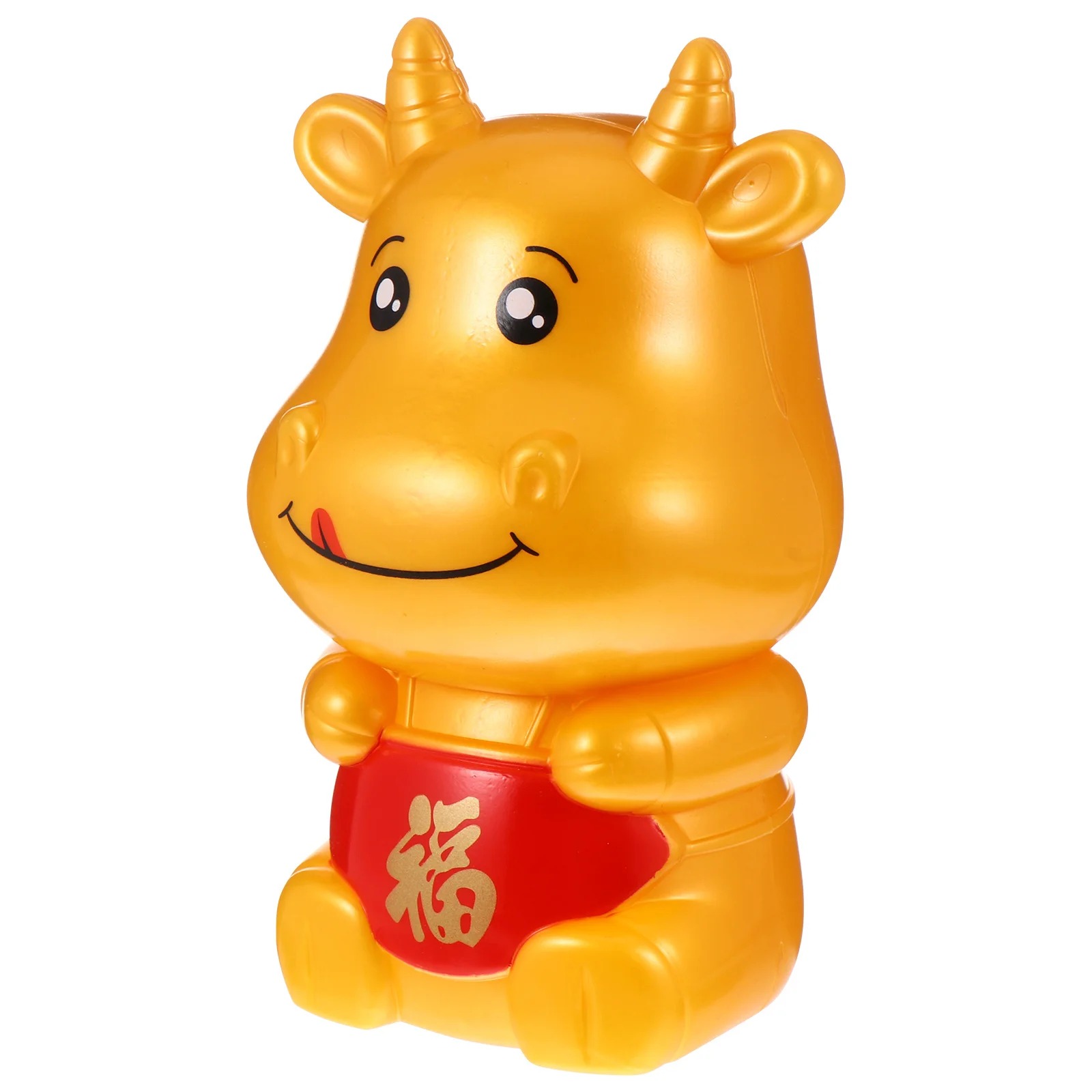 

1Pcs Piggy Bank Cartoon Cow Saving Pot Durable Plastic Desktop Decoration Ox Shape Piggy Bank Saving Pot Ornament