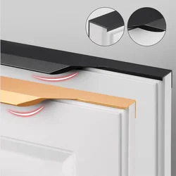 600-1000MM Modern Simple Black Thumb Seal Handle Cabinet Door Drawer Invisible Extra Long Handle Wardrobe Full Body Handle
