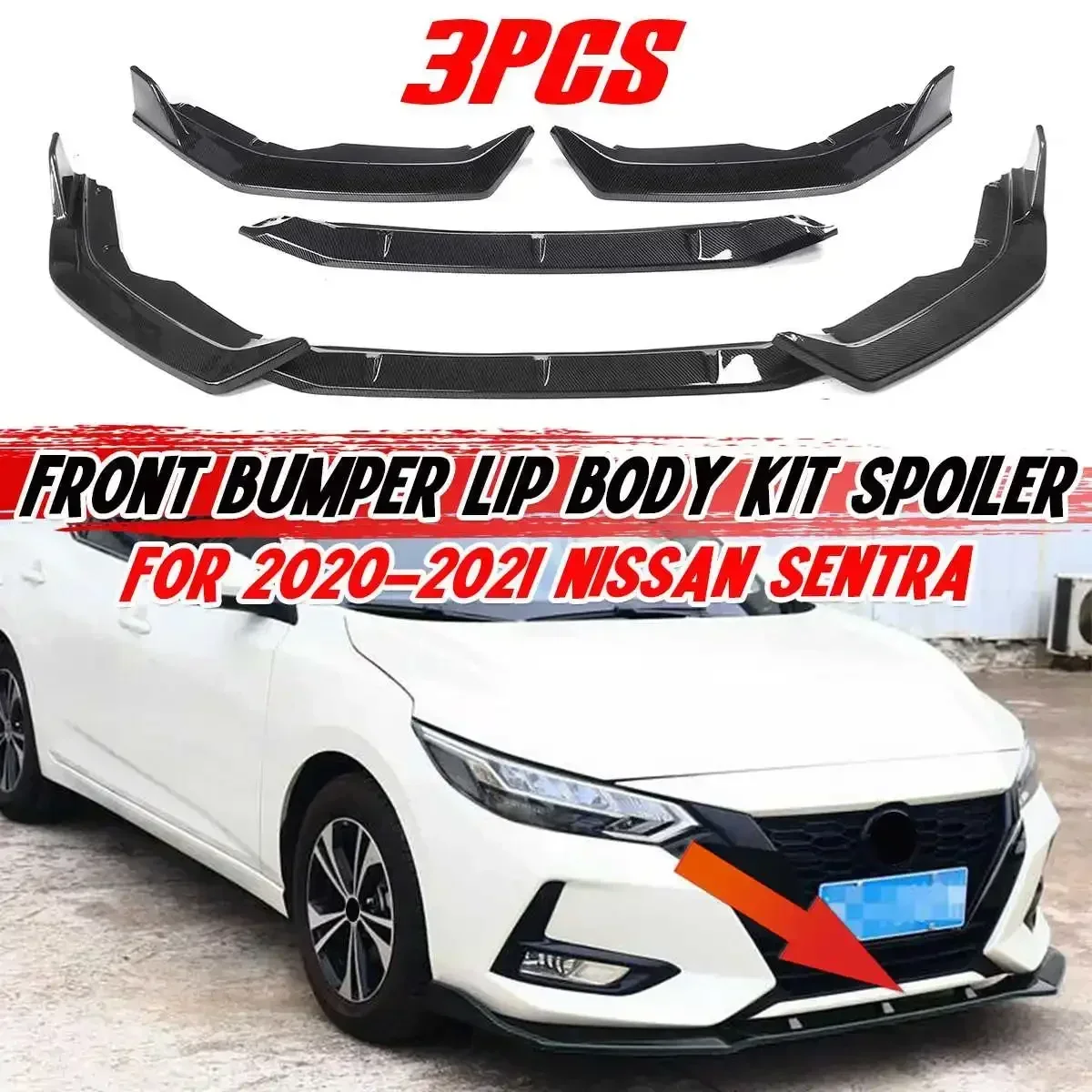 

High Quality Car Front Bumper Splitter Lip Diffuser Chin Spoiler Deflector Lips Protector Cover For Nissan For Sentra 2020-2021