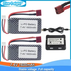 7.4V 1600mAh 25C T-plug Li-po Battery for 9125 25-DJ02 S920 S921 1:10 High-Speed Off-Road Vehicle Backup Battery