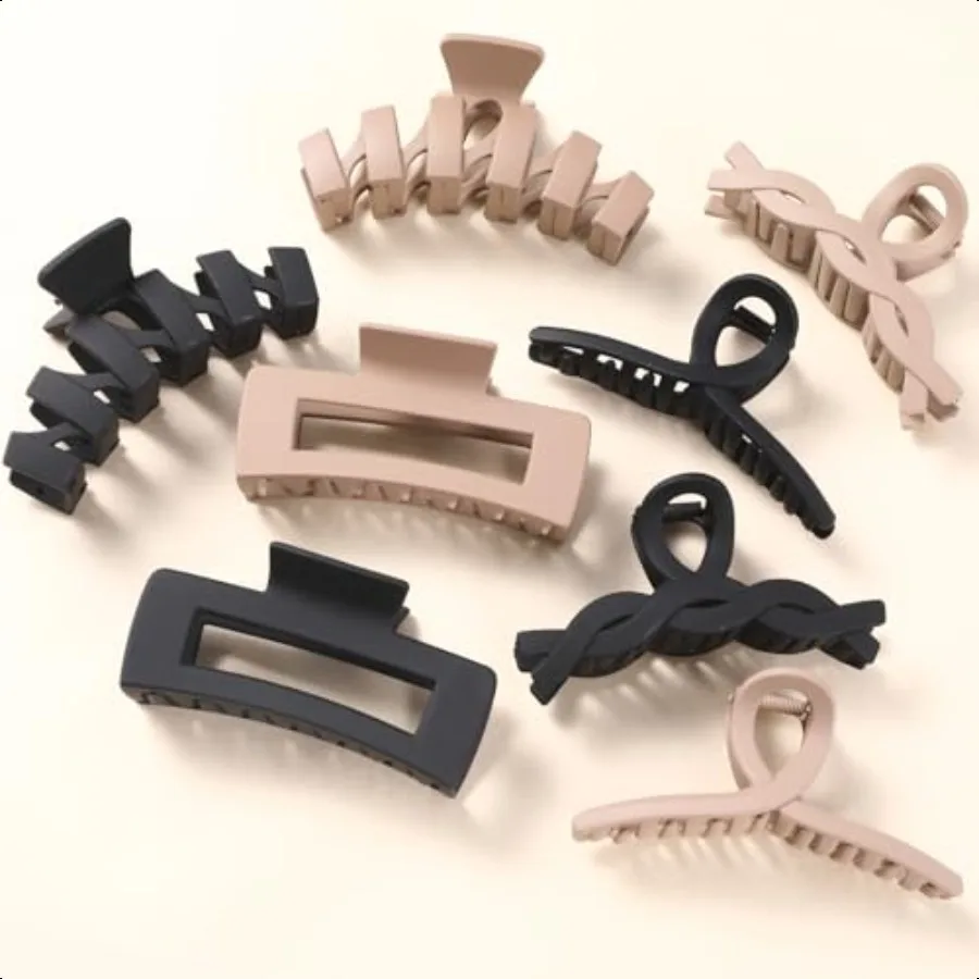 

8 Pack Large Claw Clips for Women Thick Hair Strong Hold Matte NonSlip Hair Clips MultiStyle Jaw Clips for Long Curly Straight