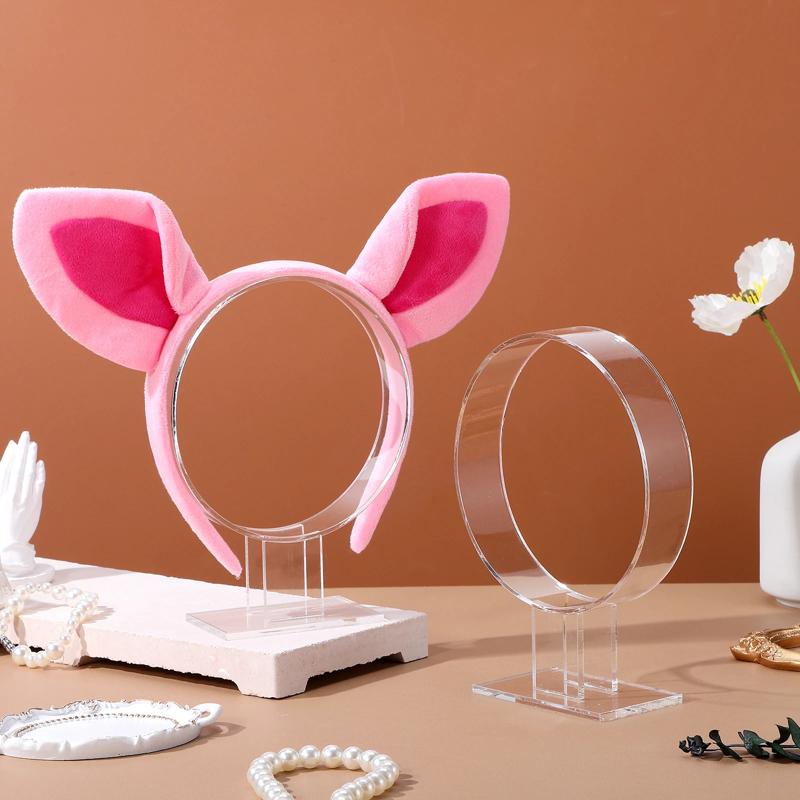 

2 Pcs Acrylic Headband Display Stand Lightweight Smooth Durable Organizer Hair Accessories Shop Counter Booth Storage