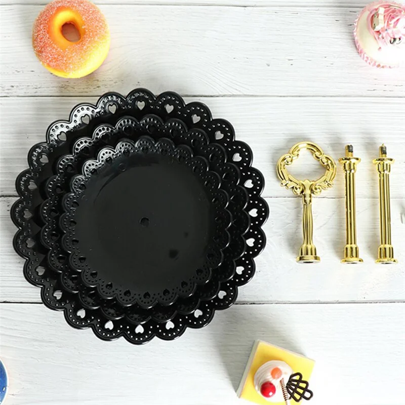 

Practical-European Dessert Table Fruit Tray Three Layer Cake Stand Rack Wedding Party Candy Plastic Dry Wedding Party House Easy