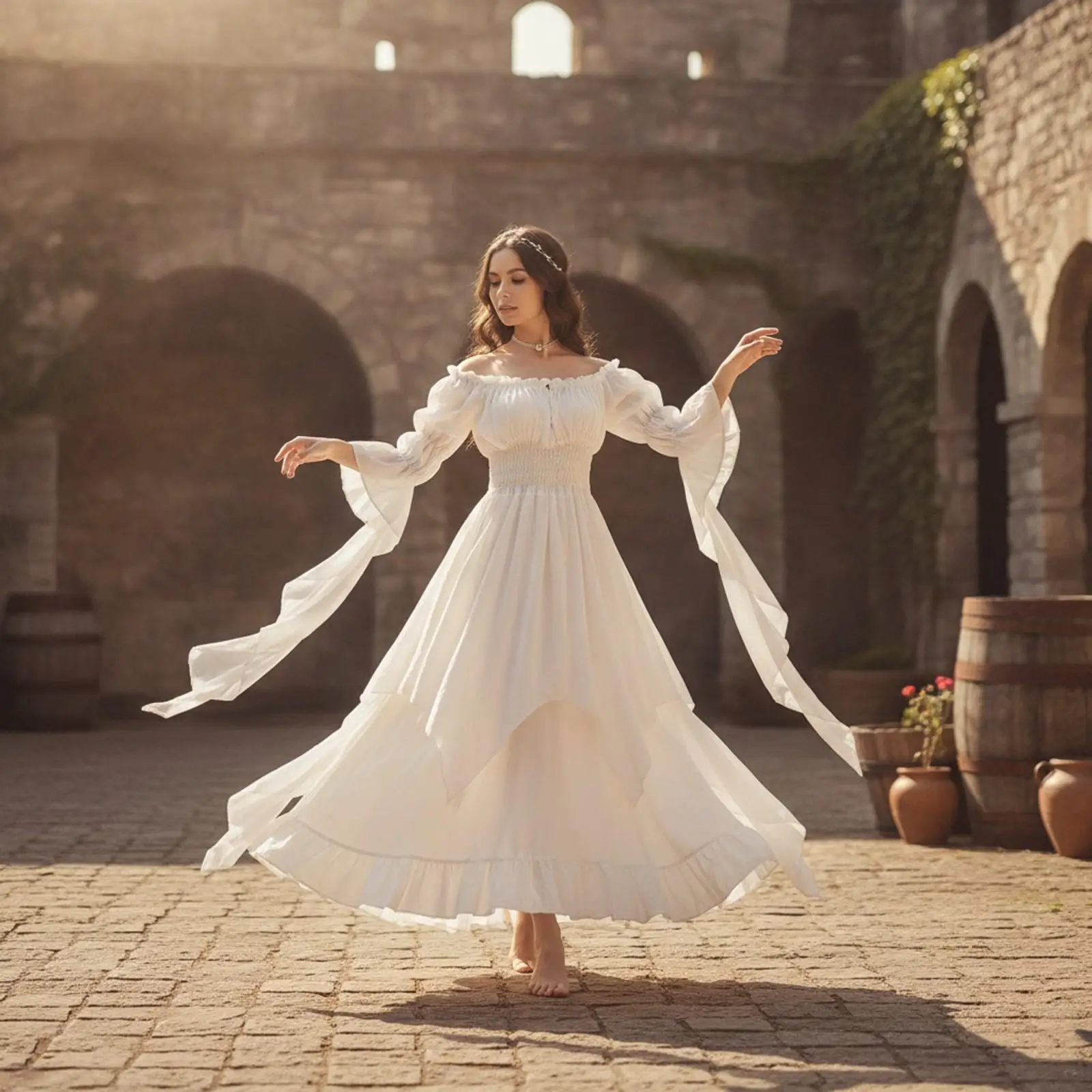 Women Medieval Renaissance Dress Off Shoulder Long Sleeve Floor Length Gown for Fantasy Event Birthday Party Costume