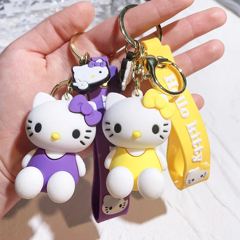 MINISO Anime Hello Kitty portachiavi Cartoon Doll Sanrio Kawaii Kt Cat Pvc Child Bag portachiavi per auto regalo per bambini portachiavi fidanzata