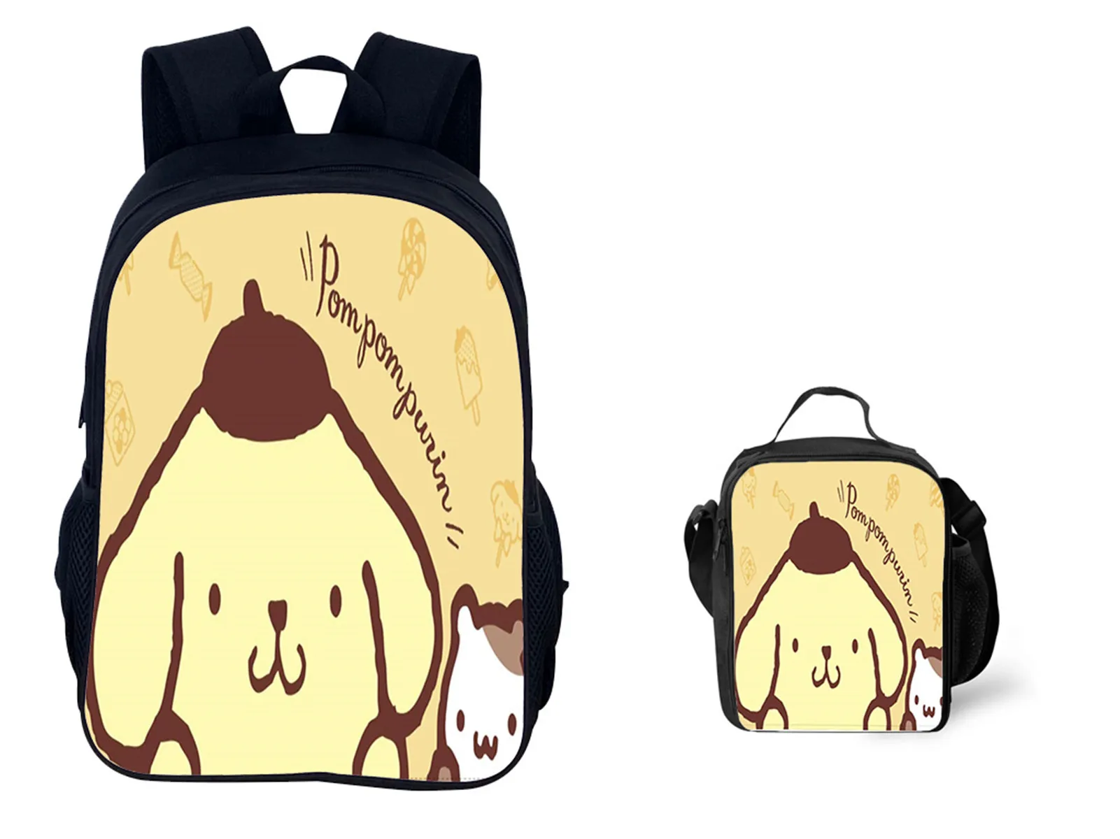 

Kids 2 Pcs Schoolbag Set Cute Pompompurin Backpack+Insulated Lunch Bag-2 in 1 Student Book Bag Set