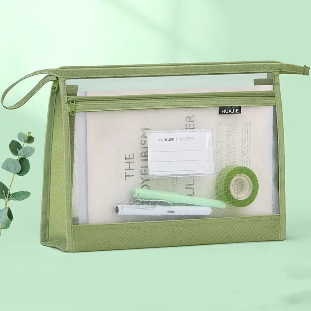 

Transparent Mesh Homework Storage Bag Double-layer Large Capacity Subject Classification Bag Portable High Quality File Folders