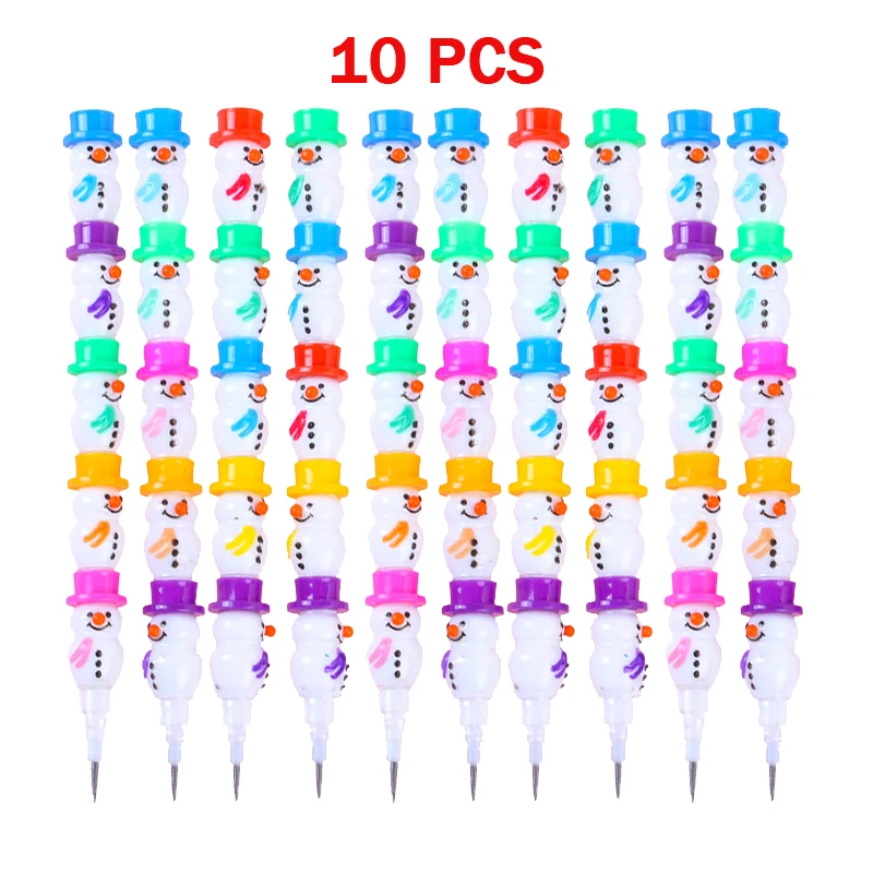 

10pcs/lot Creative Snowman Plastic Pencil Kawaii Cute Children's Writing Tools Multifunctional DIY Assembly Pencil Kids Gift