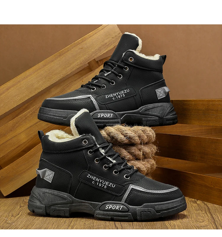 Herren-Schneestiefel, mit Fleece gefüttert für Wärme, verschleißfest und rutschfest, leicht und atmungsaktiv, weich und bequem, trendig und lässig, geeignet für Outdoor-Aktivitäten, Arbeit und Pendeln im Herbst und Winter. – Detail 20