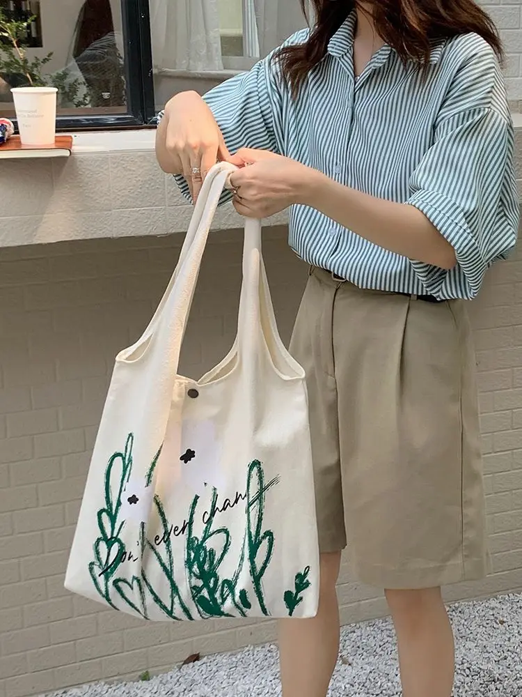 

Fresh All-match Sweet Shoulder Bags Canvas Bag Simple Portable Shopping Bag Emale Literary Students